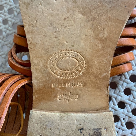 COCOBELLE GLADIATOR HURACHE SANDALS, TAN LEATHER, SIZE 39 - Picture 10 of 10